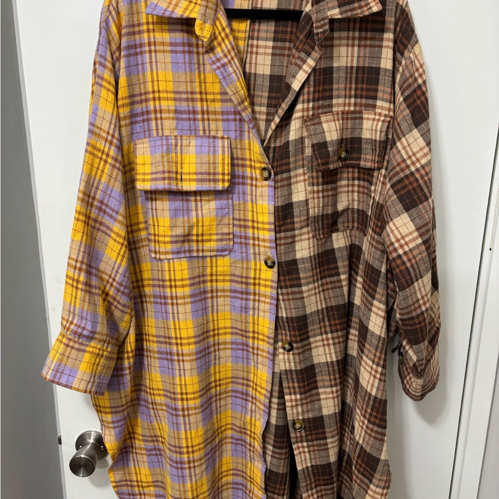 Dressed in LALA Yellow and Brown Plaid Top